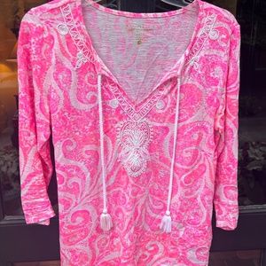 Lilly Pulitzer Holly Pink Pout Tassel Gypsy Sz S, Preowned